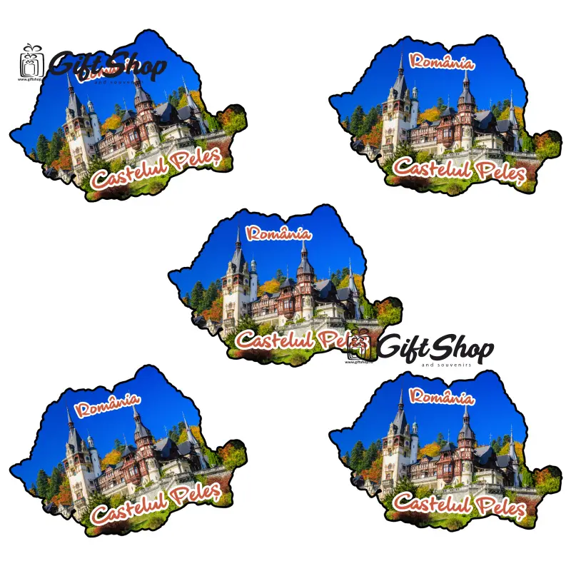 Castelul peles, harta, romania, magnet frigider  mgs017v